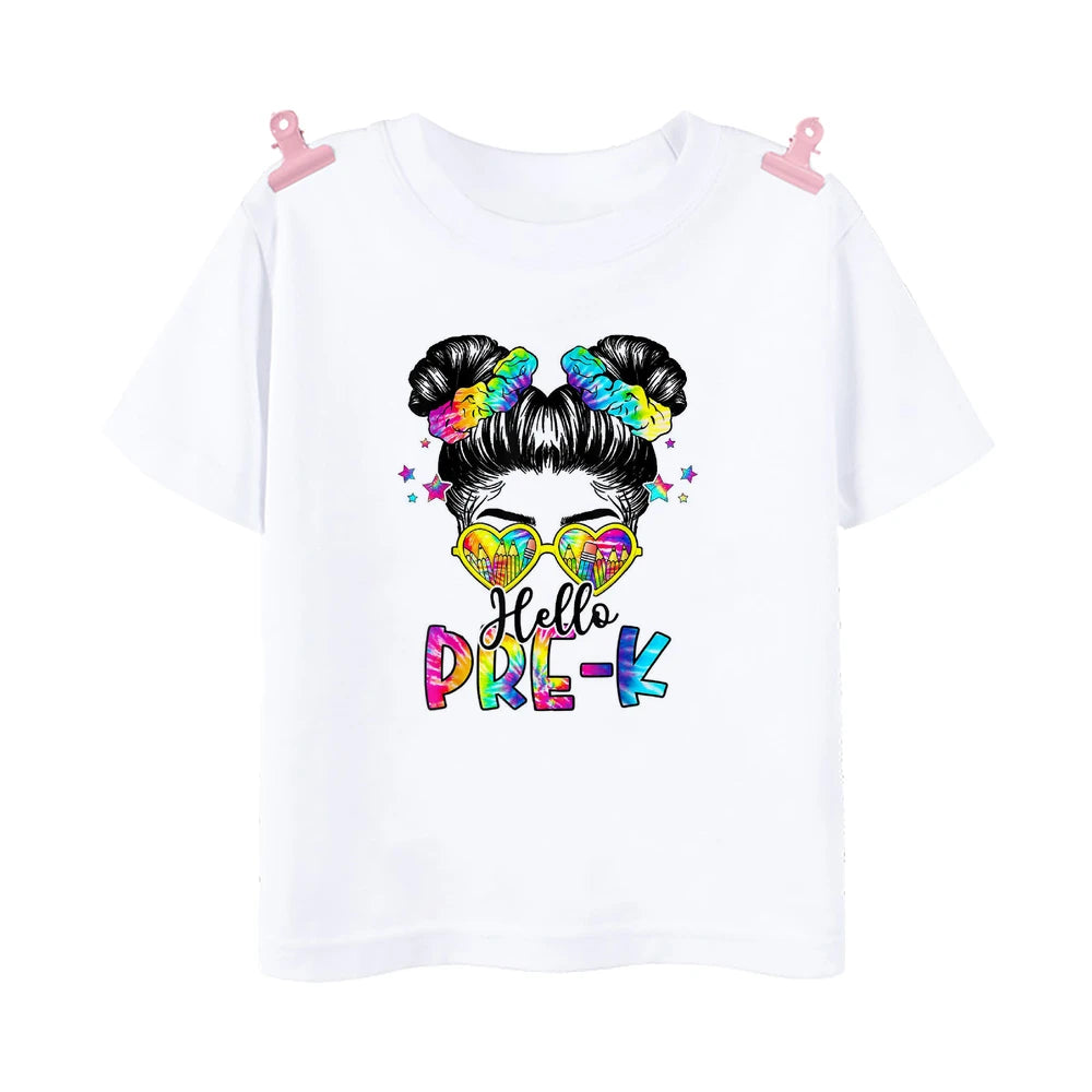 Hello 2nd Grade Printed Girls T-shirt Tops 1-5 Grade Kindergarten Child Back To School Outfit  T Shirt Girl Summer Tees Clothes