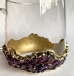 Set of 2 |Crystal Glass Coffee/Tea/Juice Mugs with Gold Plated Purple Amethyst Agate/Quartz Semi-precious Crystals | 17 oz/500 ml