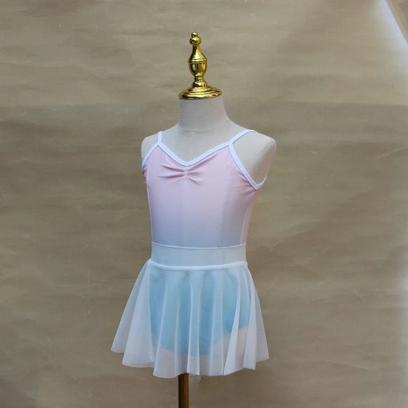 Children Dance Clothes Girls Gradient Summer Suspender Practice Clothes Art Test-grade Onesie Chinese Dance Body Clothes
