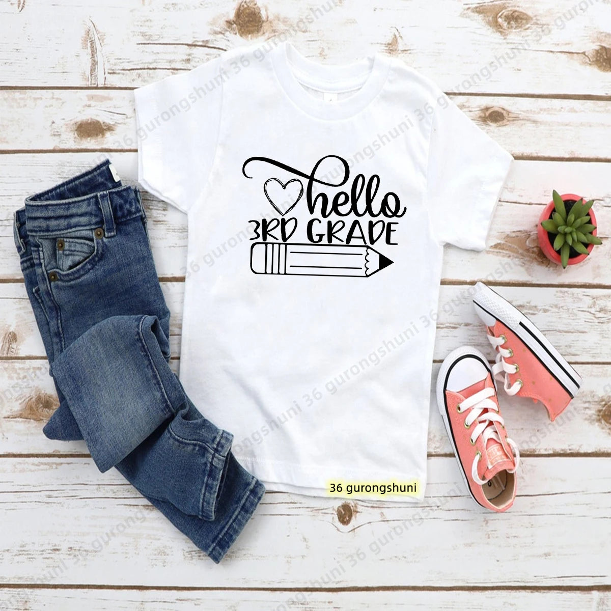 Hello 1-5th Grade School Uniform T Shirt Kindergarten Primary School T-Shirt Boys Girls T Shirt Kids Clothes Short Sleeve Tops