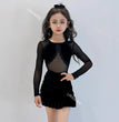 New Latin dance costumes for children, training clothes, grading competition performance, winter velvet lace dance dress