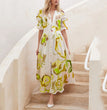Print Dresses For Women Summer V-neck Button Short Sleeve Dress