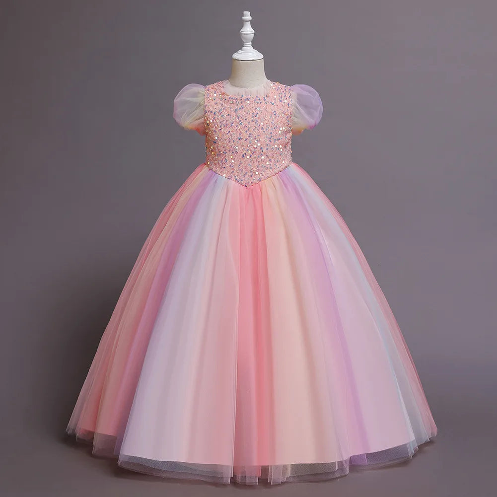 New High-grade Girls Dresses For Christmas Party Princess Casual Dresses Wedding Dress For Girl Birthday Gift Long Skirt Clothes