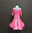 New Children Split Latin Dance Dress 2021 New Autumn Winter Girls Pink Color Grading Competition Performance Clothes Dance Wear