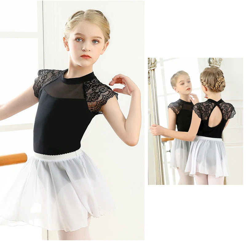 Girls dance clothes, children summer ballet practice clothes, lace patchwork dance practice/grading dance clothes body clothes