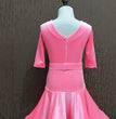 New Children Split Latin Dance Dress 2021 New Autumn Winter Girls Pink Color Grading Competition Performance Clothes Dance Wear