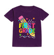 Hello First Grade Summer Children's Top Pencil Pattern Printed Short Sleeve Shirt Kids Back To School Shirts Clothes