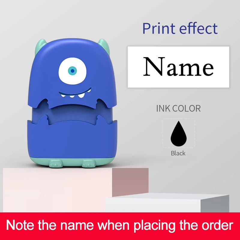 Custom Cartoon Baby Name Stamp Kit - Reusable for Cotton/Modal Clothes & School Bags, Non-Toxic Waterproof Ink Seal