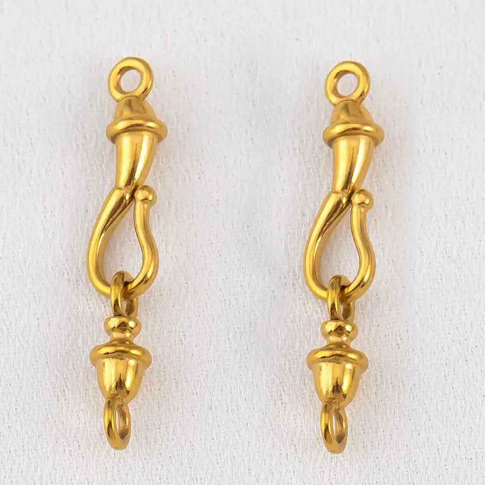 2pcs Stainless Steel Gold Plated Hand-Shape Boat Anchor S-shaped Connection Buckle for DIY Bracelet Clasps Jewelry Accessories
