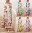 Print Dresses For Women Summer V-neck Button Short Sleeve Dress