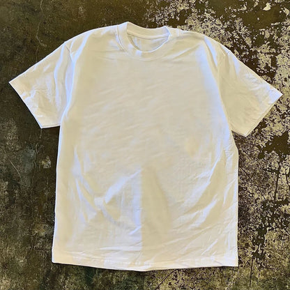 Loose Fit Short Sleeve T-Shirt 3A260g Double Weave Pure Cotton American Retro Style for Couples Men Women Casual Wear