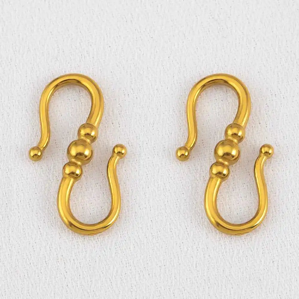 2pcs Stainless Steel Gold Plated Hand-Shape Boat Anchor S-shaped Connection Buckle for DIY Bracelet Clasps Jewelry Accessories