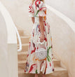Print Dresses For Women Summer V-neck Button Short Sleeve Dress