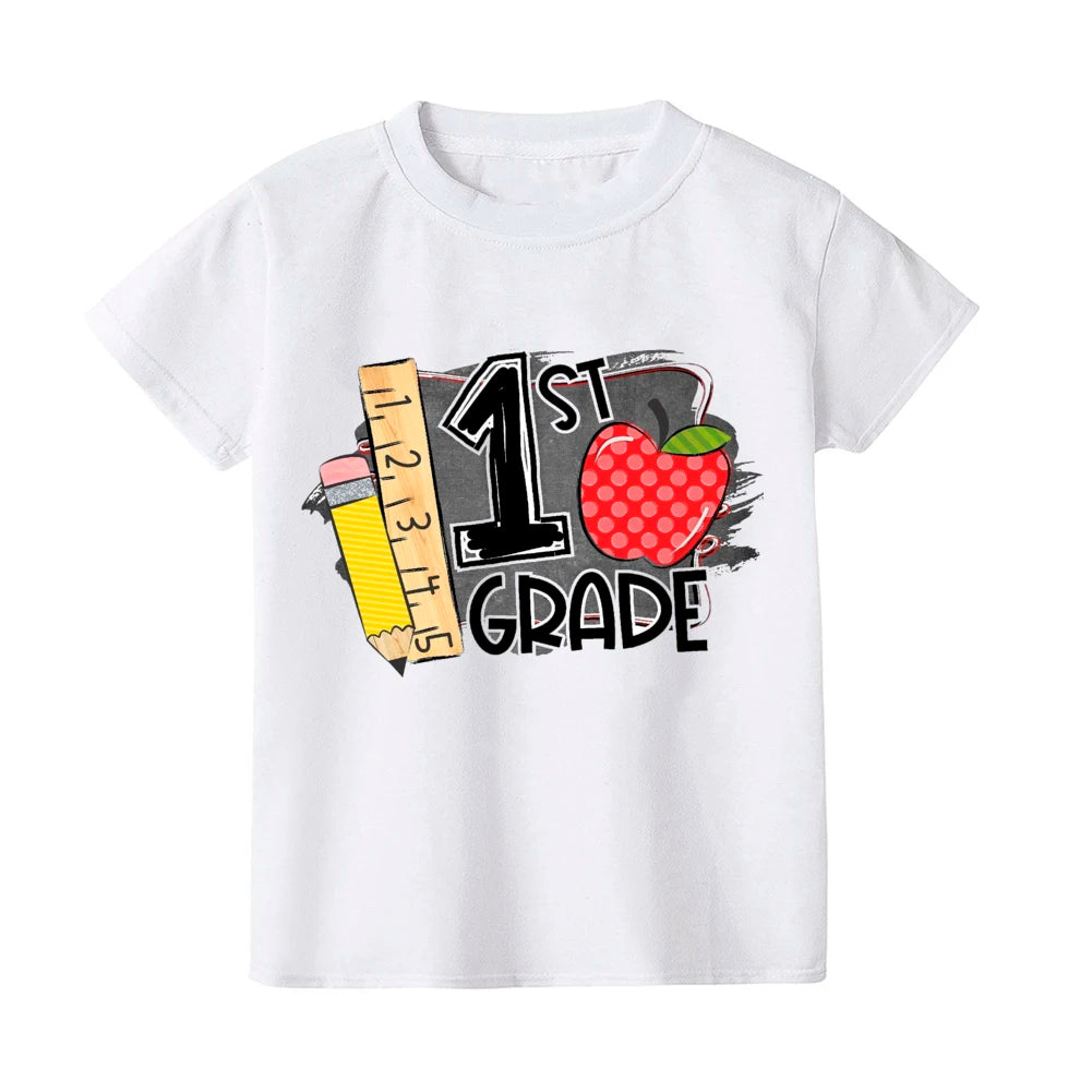Hello First Grade Kids T-Shirt Children Back To School Shirt Boy Girl Clothes First Day of School Shirts Kid 1st Grade Gift Tee