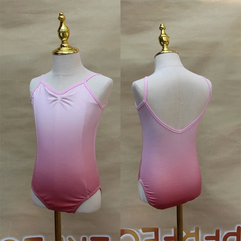 Children Dance Clothes Girls Gradient Summer Suspender Practice Clothes Art Test-grade Onesie Chinese Dance Body Clothes