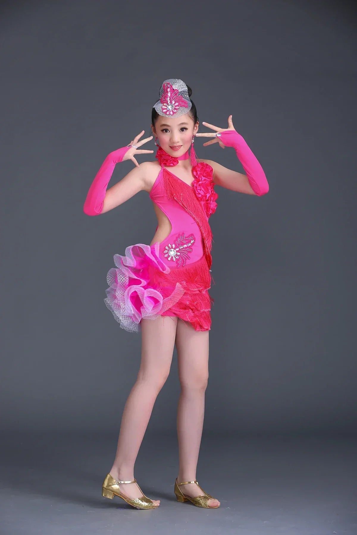 2020 new children Latin Dance Skirt Costume Contest costumes girls clothes tassels grading dancing dress diamond suit
