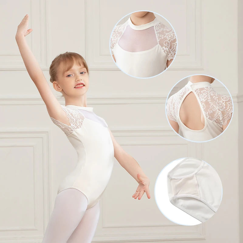 Girls dance clothes, children summer ballet practice clothes, lace patchwork dance practice/grading dance clothes body clothes