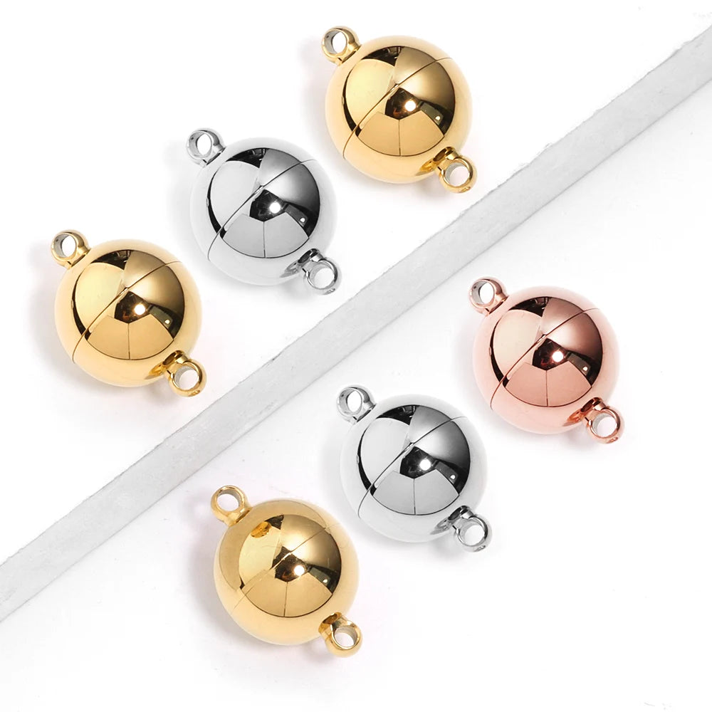2pcs/lot Round Stainless Steel Magnetic Clasps For Leather Cord Bracelet Necklace Magnet End Clasp Connectors DIY Jewelry Making