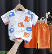 Cartoon Printed Clothing Pure Cotton Home Clothes 2 Piece Suits Toddler Fashion Cute Casual Tracksuits Contrast T-shirt+Shorts