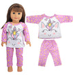 Doll Clothes Pajamas  For 43cm Baby New Born&American 18 Inch Girl Doll Unicorn Shark Cartoon Clothes Suit For Generation Doll