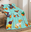 Cute dachshund dog wearing clothes pattern cartoon animal design soft flannel throw blanket for pet lovers or children room