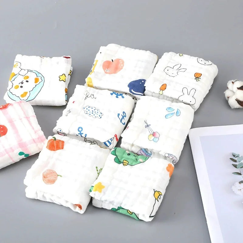 Grade A 100% Cotton 6-Layers Gauze Children Towel Wrinkled Yarn Baby Bib Burp Clothes 25*50cm*1pc Absorbent Kid Adult Hand Towel