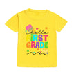 Hello First Grade Summer Children's Top Pencil Pattern Printed Short Sleeve Shirt Kids Back To School Shirts Clothes