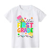 Hello First Grade Summer Children's Top Pencil Pattern Printed Short Sleeve Shirt Kids Back To School Shirts Clothes