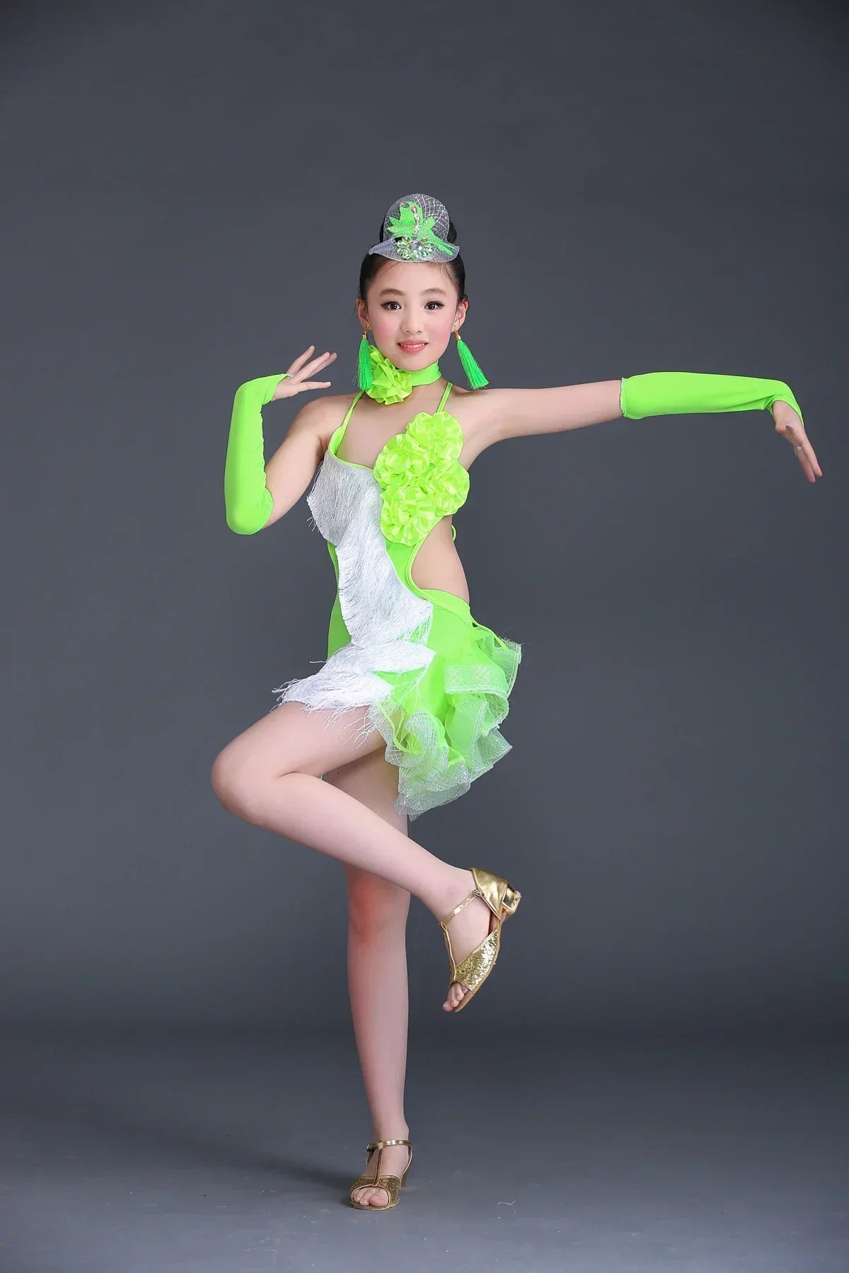 2020 new children Latin Dance Skirt Costume Contest costumes girls clothes tassels grading dancing dress diamond suit