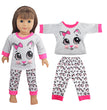 Doll Clothes Pajamas  For 43cm Baby New Born&American 18 Inch Girl Doll Unicorn Shark Cartoon Clothes Suit For Generation Doll