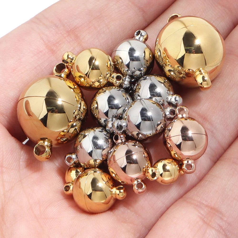 2pcs/lot Round Stainless Steel Magnetic Clasps For Leather Cord Bracelet Necklace Magnet End Clasp Connectors DIY Jewelry Making